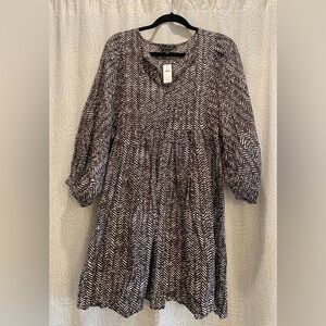 NWT Banana Republic Brown & White Printed Smock Dress